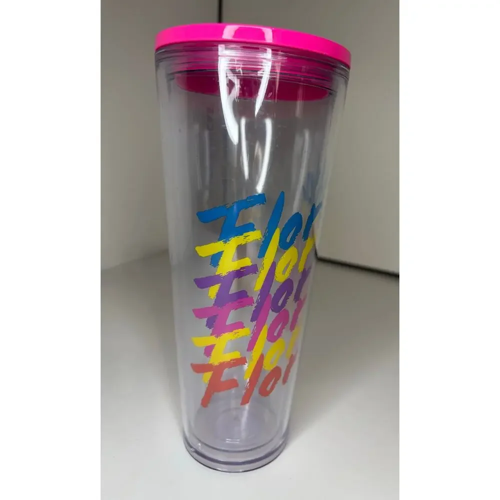 Starbucks Florida Cup Clear Acrylic Neon Pink Cold Tumbler Venti 24 oz NWT 2022